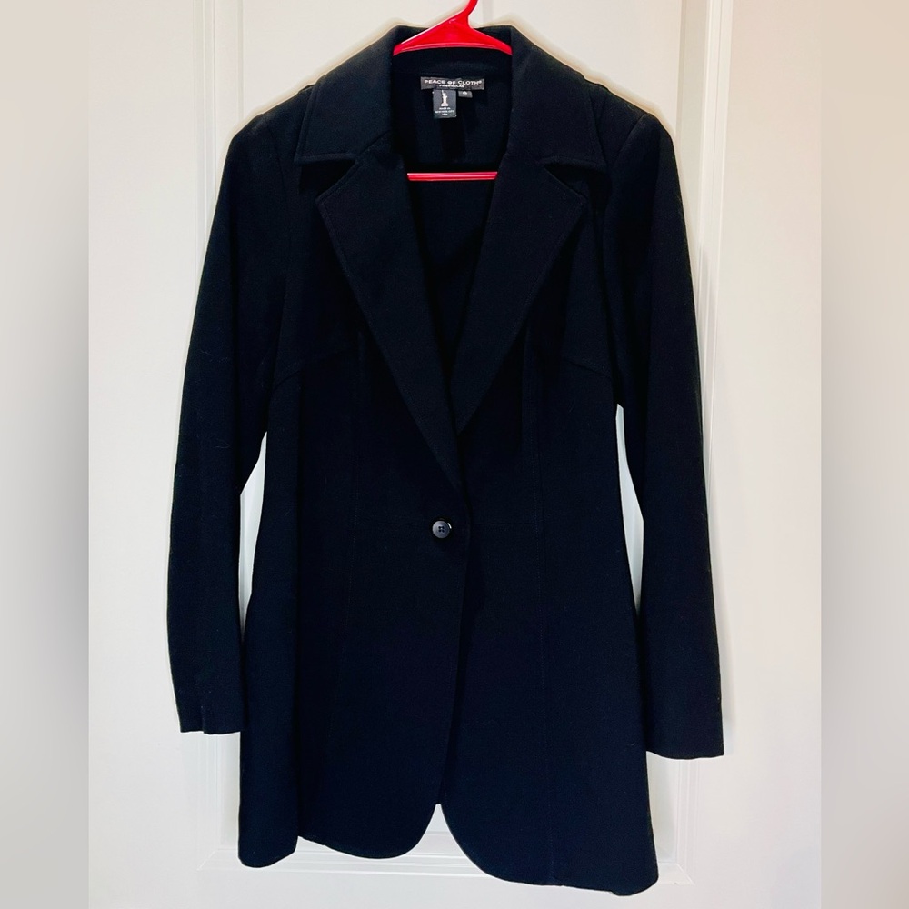 Peace of Cloth Panticular Black Blazer Long Retro 90’s Chic Sz 6